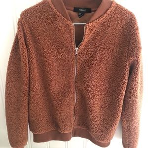 Fuzzy camel color bomber jacket